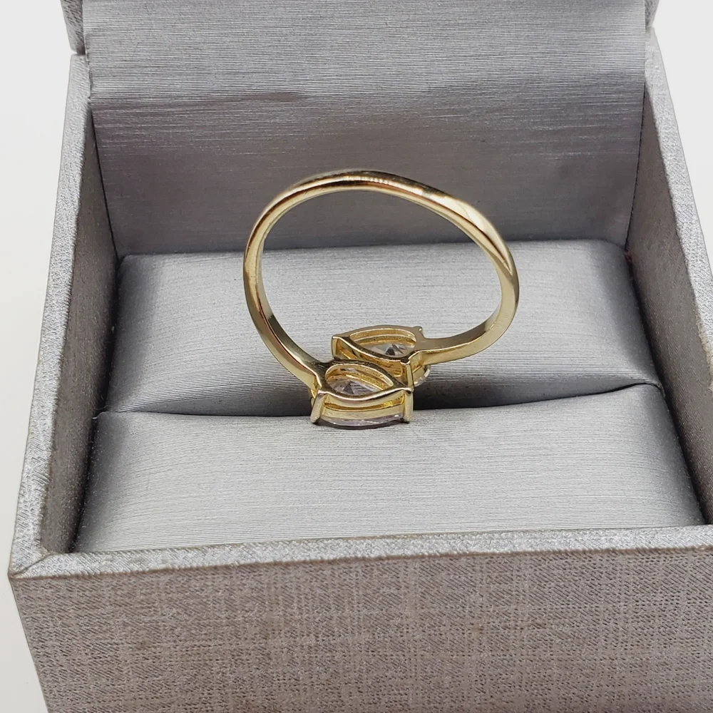 Pear Cut Bypass Ring Yellow Gold | 925 Sterling Silver Ring